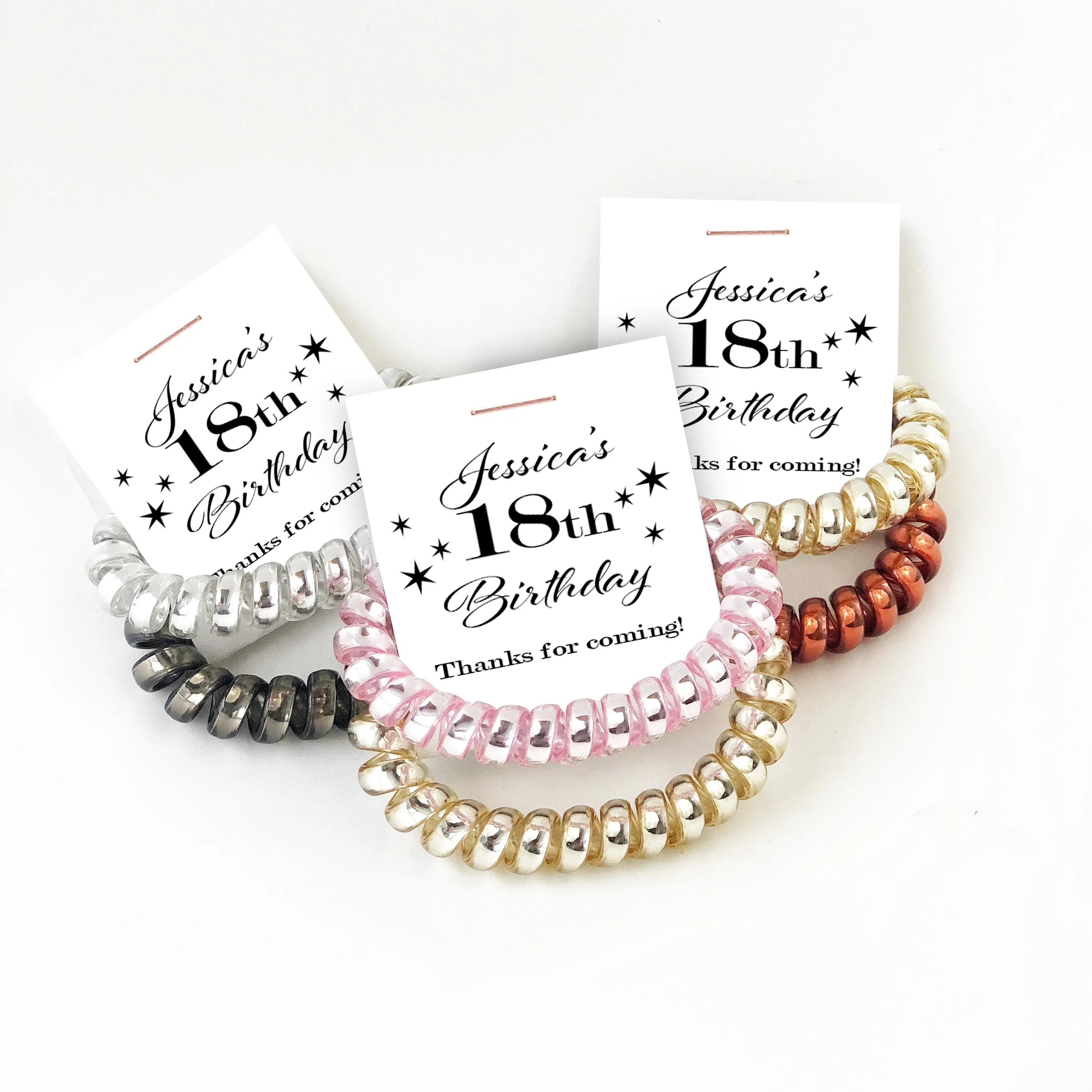 18th Birthday Party Favors, Spiral Hair Ties