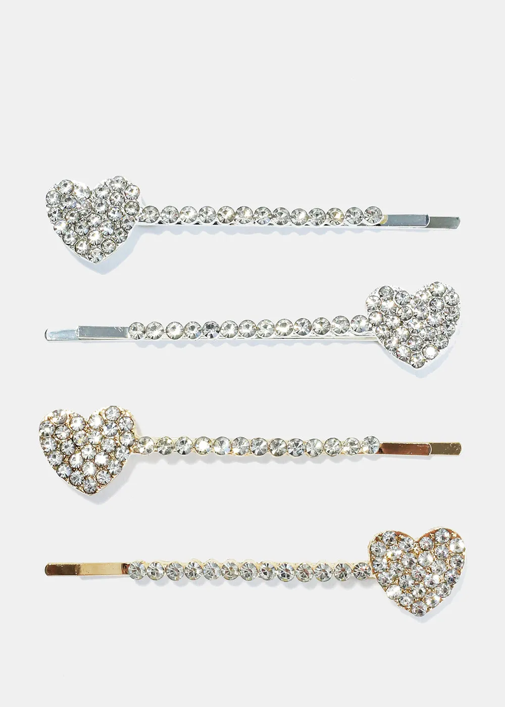 2 Piece Rhinestone Heart Hair Clips