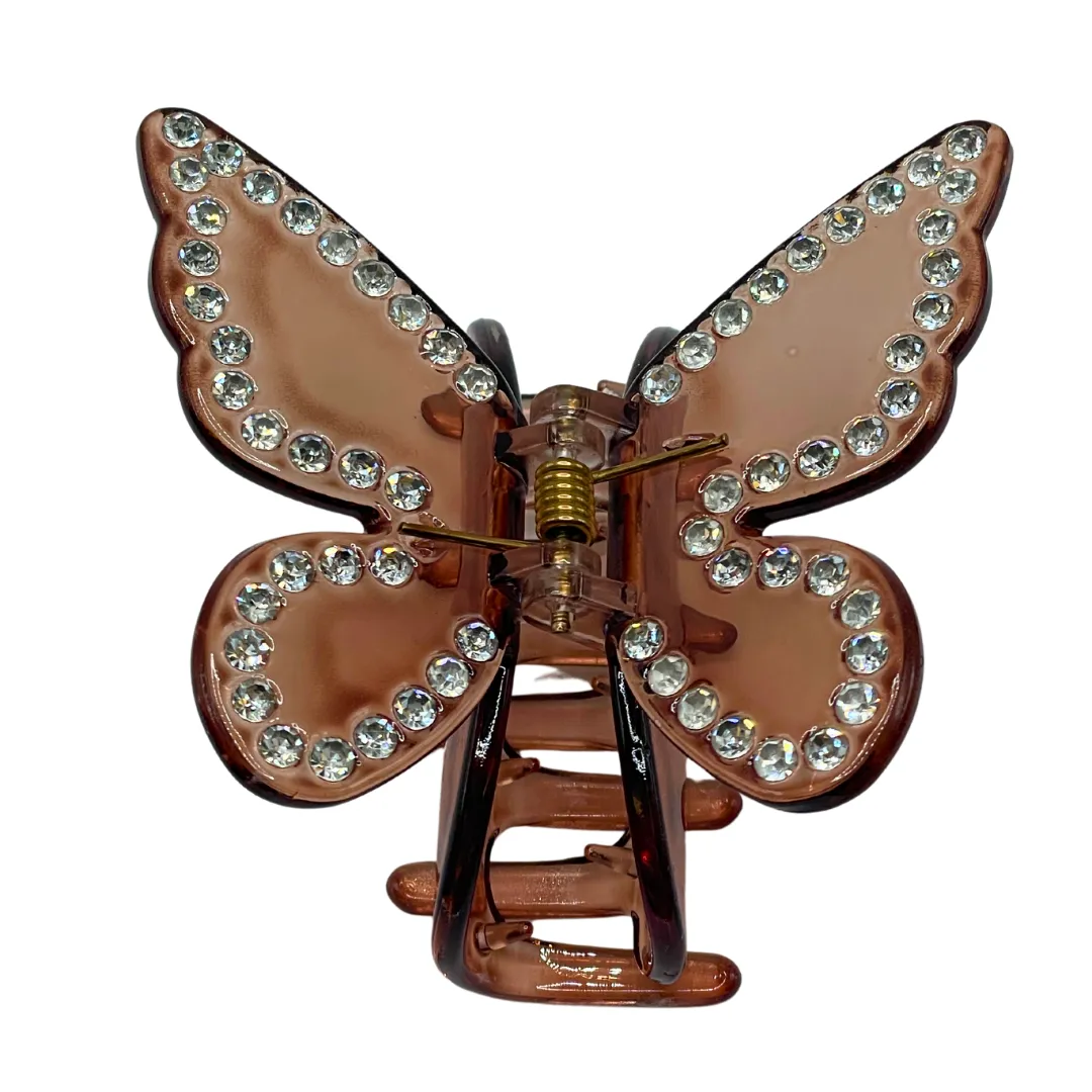 2.5" Brown w/Gems Acrylic Butterfly Pack of 3