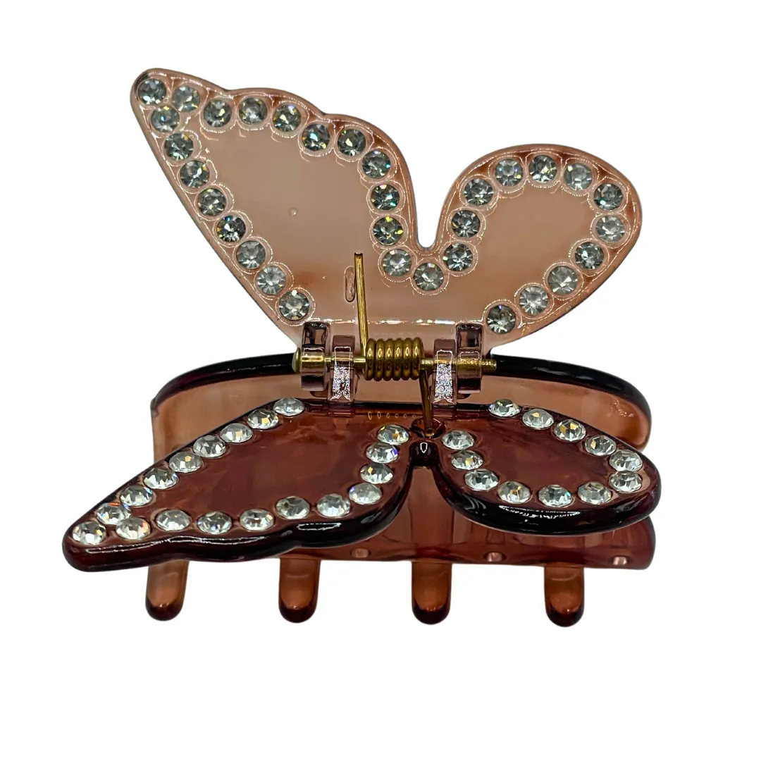 2.5" Brown w/Gems Acrylic Butterfly Pack of 3