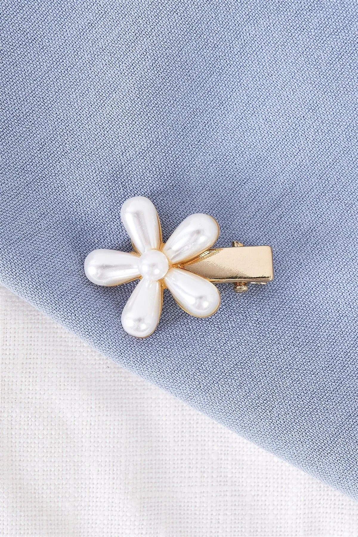 3pcs Small Gold Pearl Flower Alligator Hair Clip