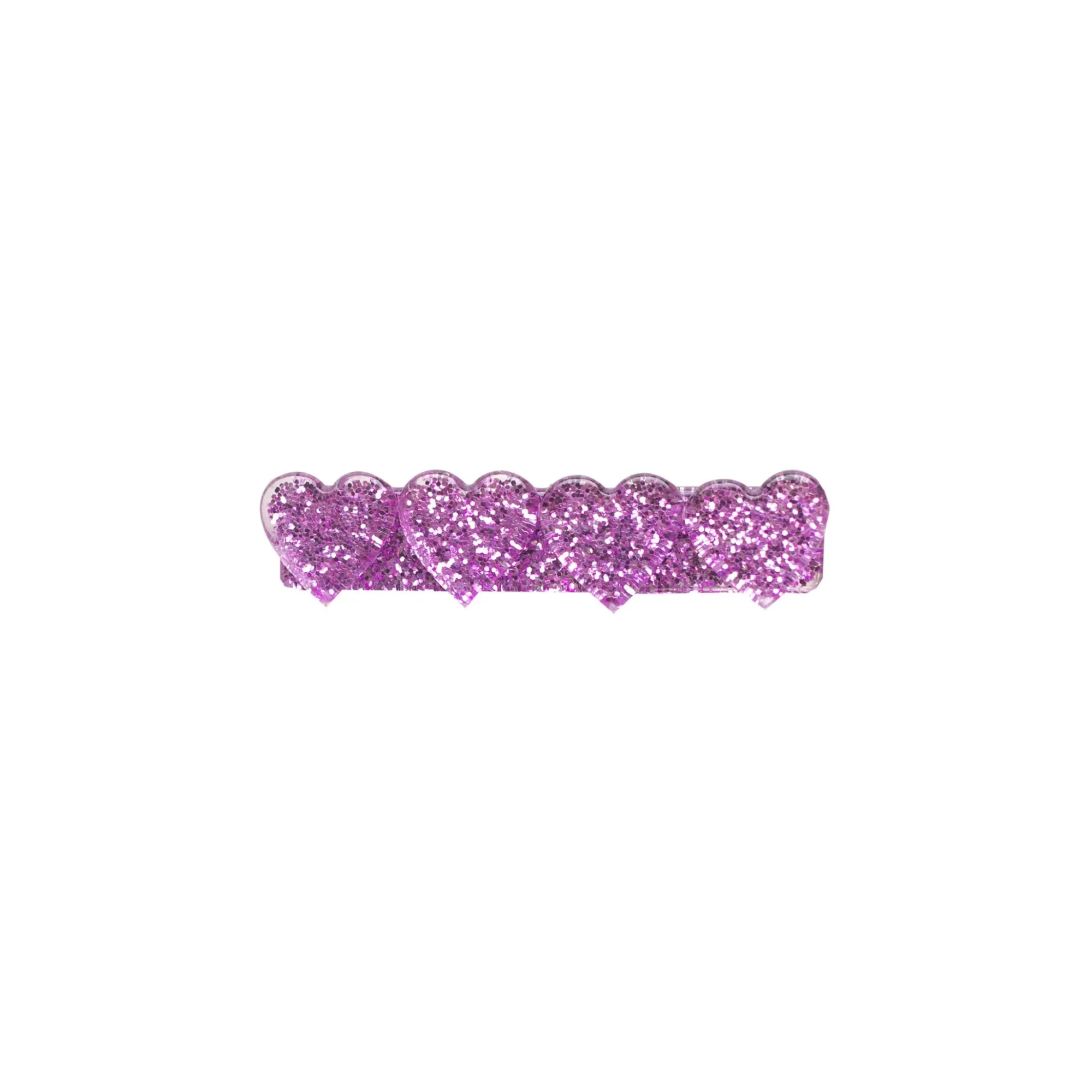 4 Heart Glitter Bar Acrylic Hair Clip - 22 Glitter Colors