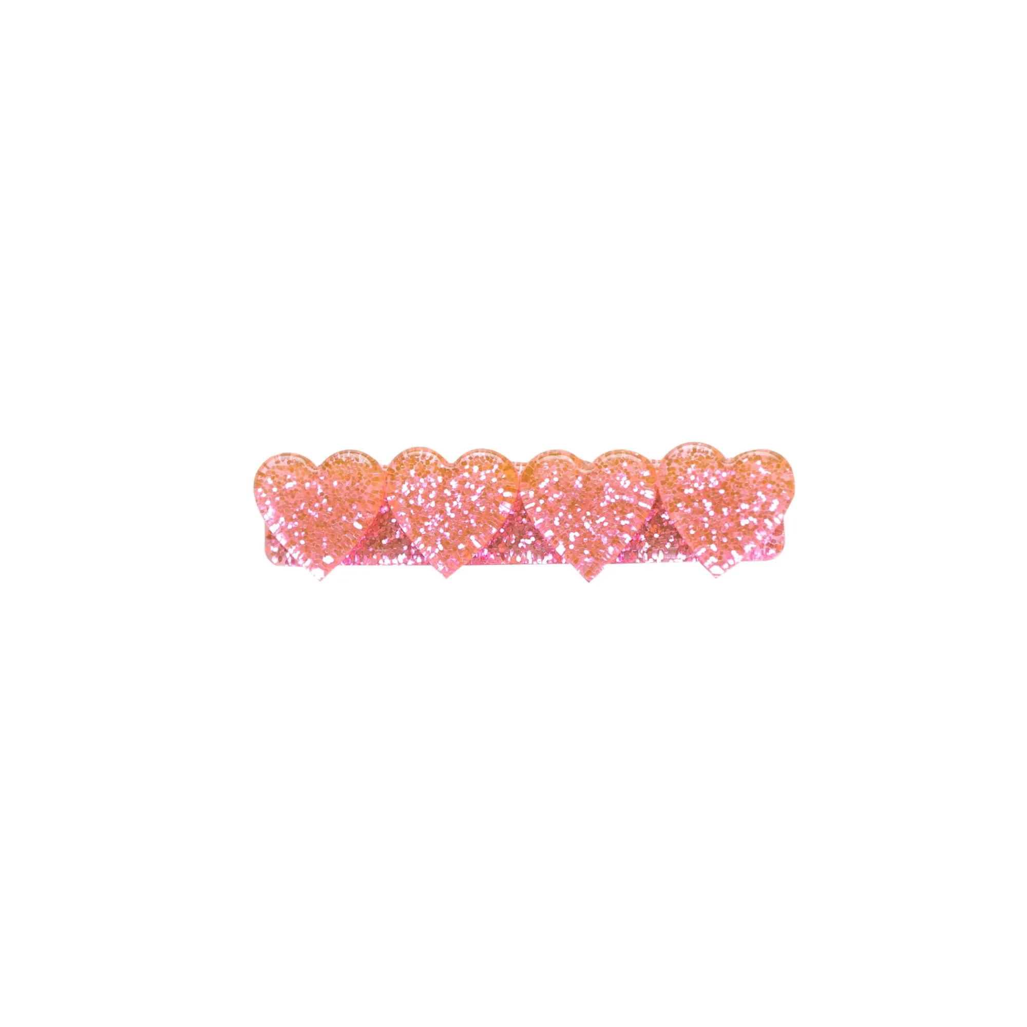 4 Heart Glitter Bar Acrylic Hair Clip - 22 Glitter Colors