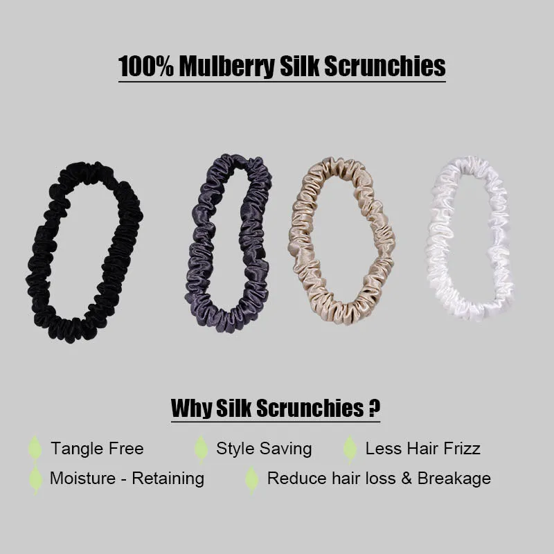 4 Pack Mini Silk Hair Ties - All Match - dropshipping