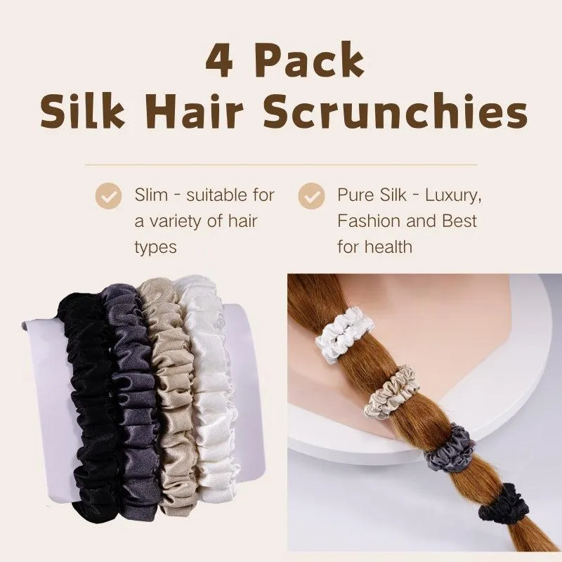 4 Pack Mini Silk Hair Ties - All Match - dropshipping