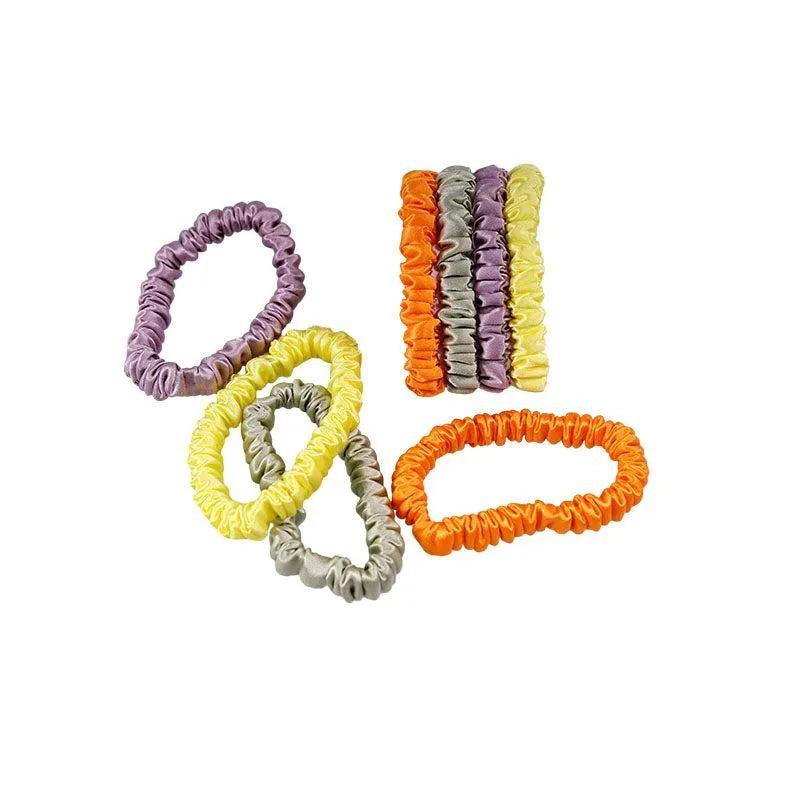 4 Pack Mini Silk Hair Ties - Colorful - dropshipping