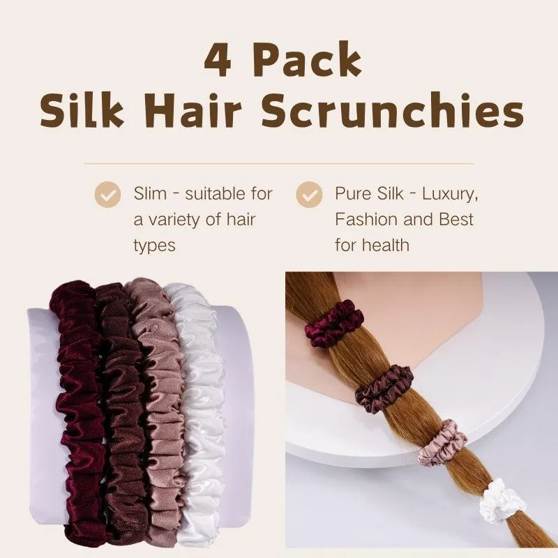 4 Pack Skinny Silk Hair Ties - Deep Warmth - dropshipping