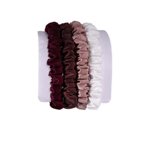 4 Pack Skinny Silk Hair Ties - Deep Warmth - dropshipping