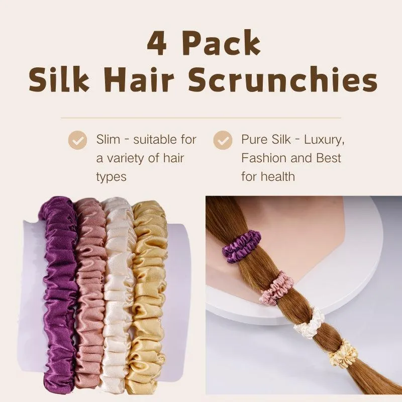 4 Pack Skinny Silk Hair Ties - Dreams - dropshipping