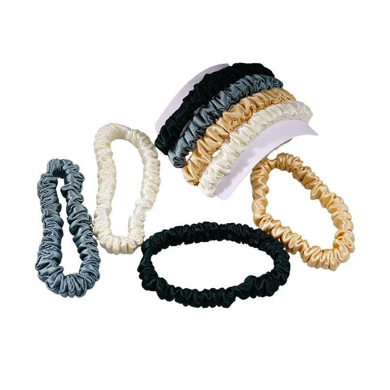 4 Pack Skinny Silk Hair Ties - Mature - dropshipping