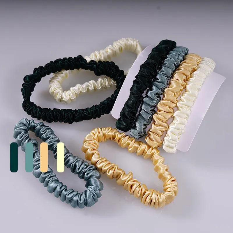 4 Pack Skinny Silk Hair Ties - Mature - dropshipping