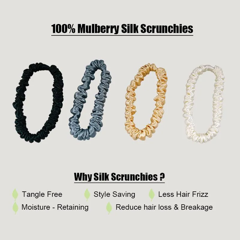 4 Pack Skinny Silk Hair Ties - Mature - dropshipping