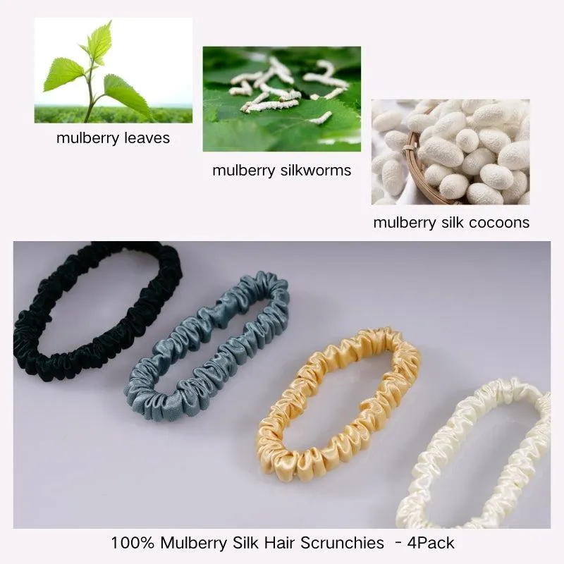 4 Pack Skinny Silk Hair Ties - Mature - dropshipping