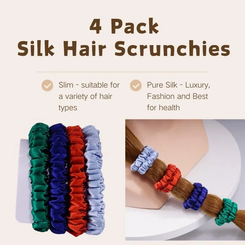 4 Pack Skinny Silk Hair Ties - Vigour - dropshipping