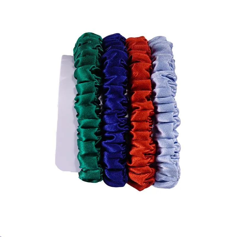 4 Pack Skinny Silk Hair Ties - Vigour - dropshipping