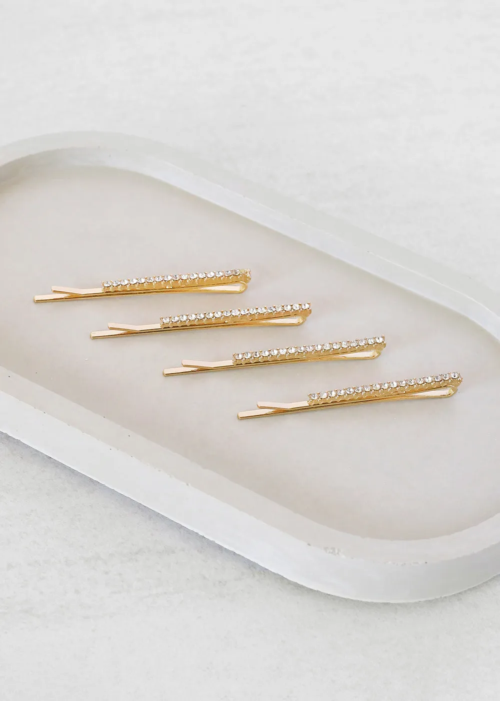 4-Piece Gold Rhinestone Hair Pin