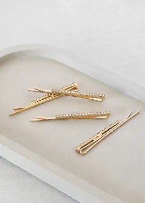 4-Piece Gold Rhinestone Hair Pin