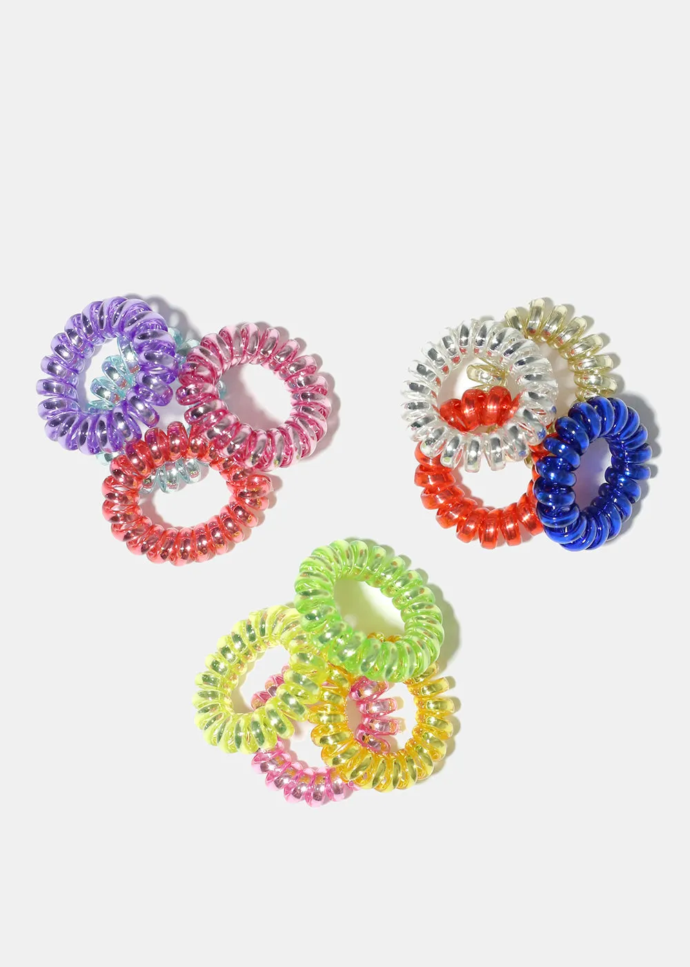 4 Piece Small Metallic Spiral Hair Ties