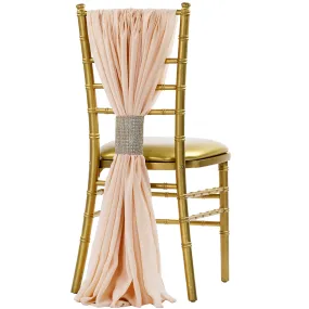 5pcs Pack of Chiffon Chair Sashes/Ties 19" x 72" - Blush