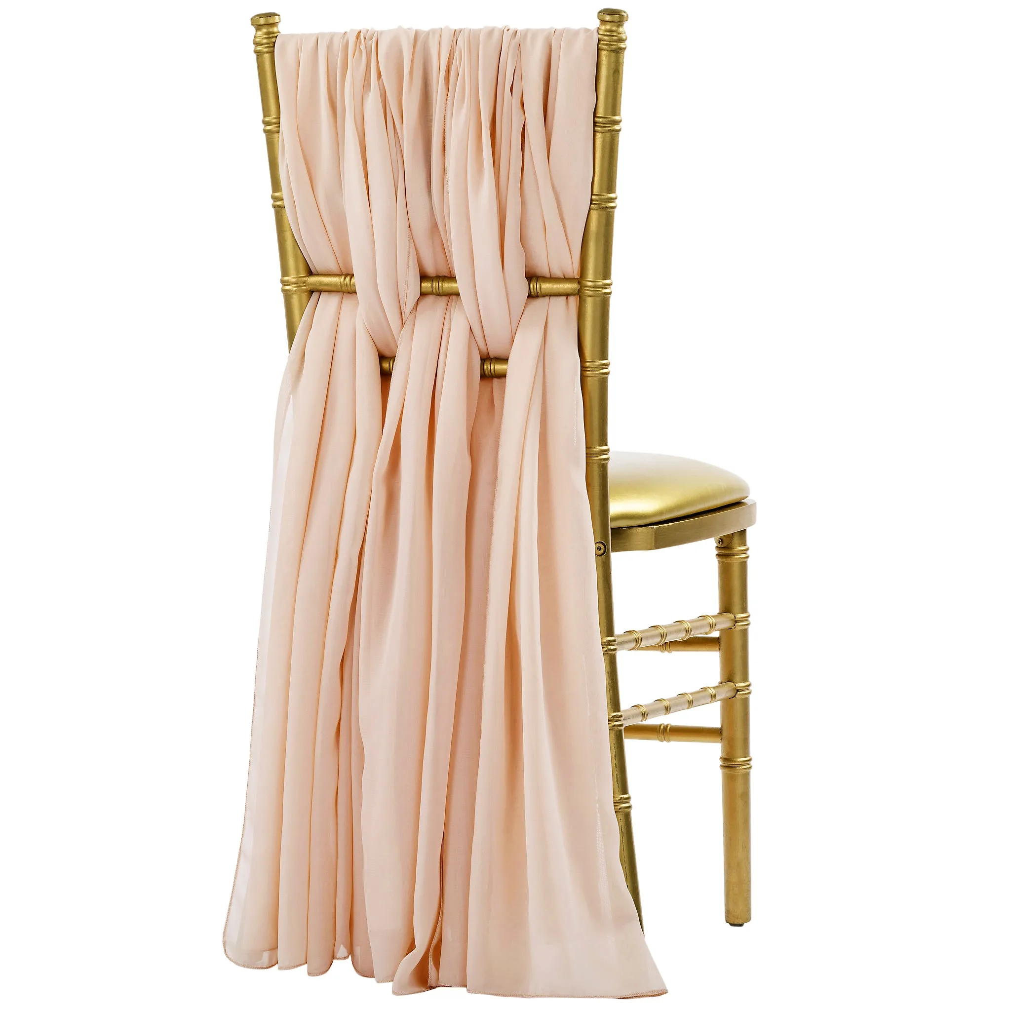 5pcs Pack of Chiffon Chair Sashes/Ties 19" x 72" - Blush