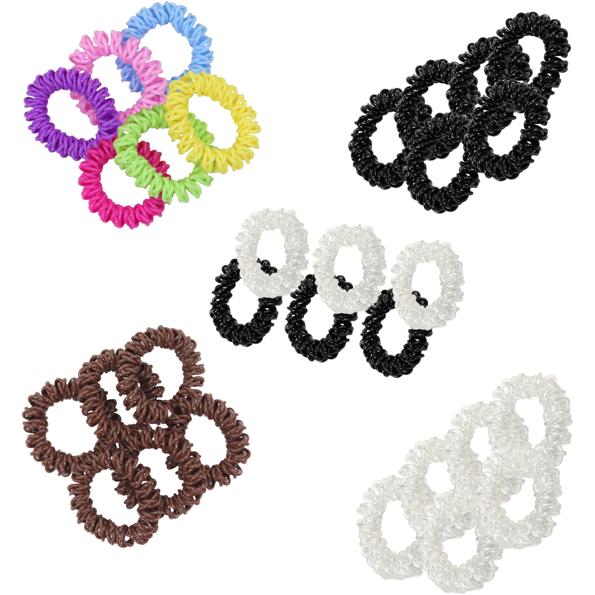 6 You Pick Colors and Quantities Spiral Hair Ties Elastic Coils Ponytail Holders Plastic Rubber Band