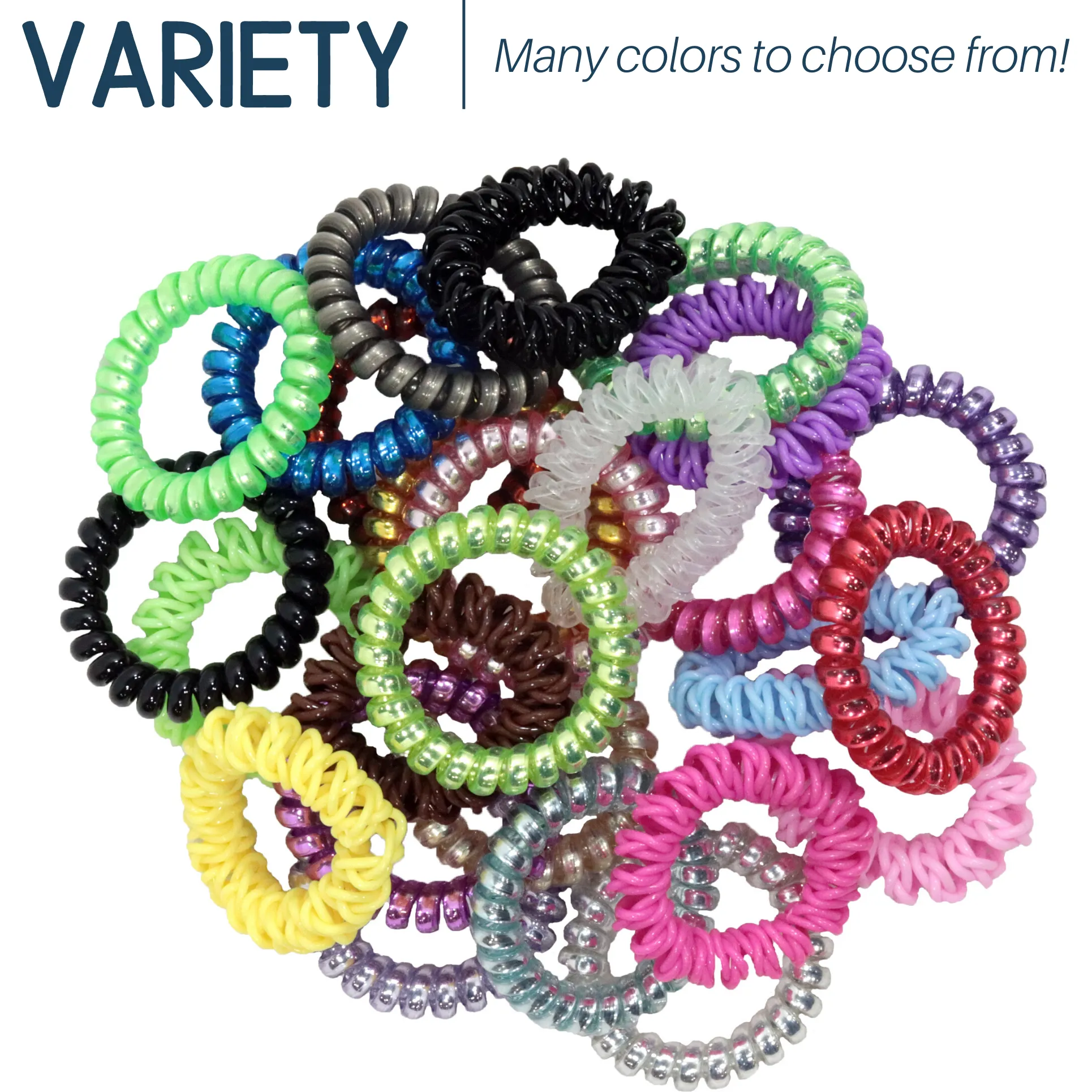 6 You Pick Colors and Quantities Spiral Hair Ties Elastic Coils Ponytail Holders Plastic Rubber Band