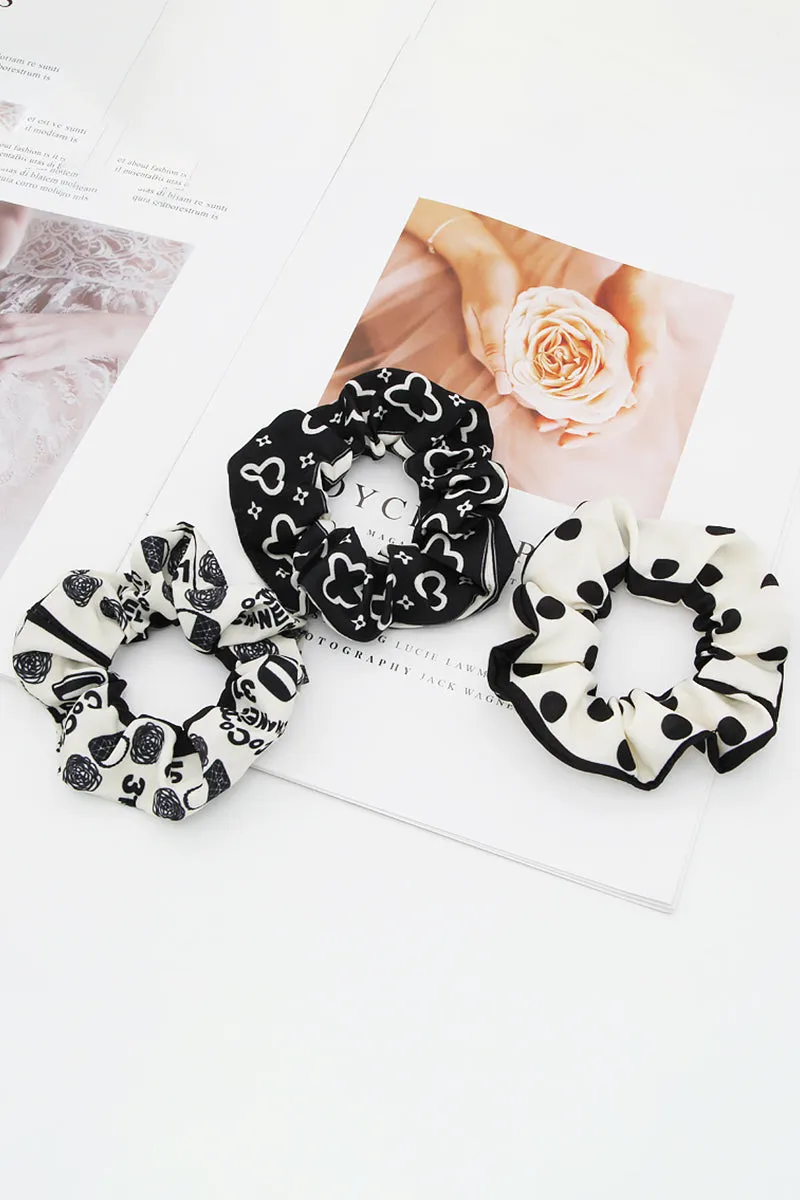 7PCS PEARL DECOR SOLID COLOR SCRUNCHIE, 7PCS PER 1 PACK