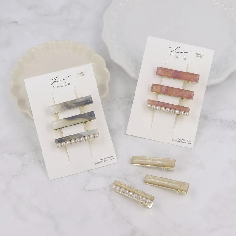 Acrylic Marble Rectangle Pinch Clip Set