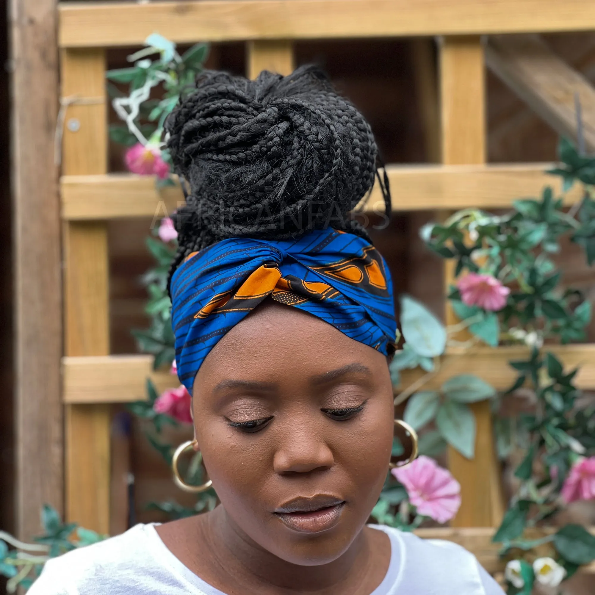 African print Headband - Adults - Hair Accessories - Blue / Orange electric bulb VLISCO