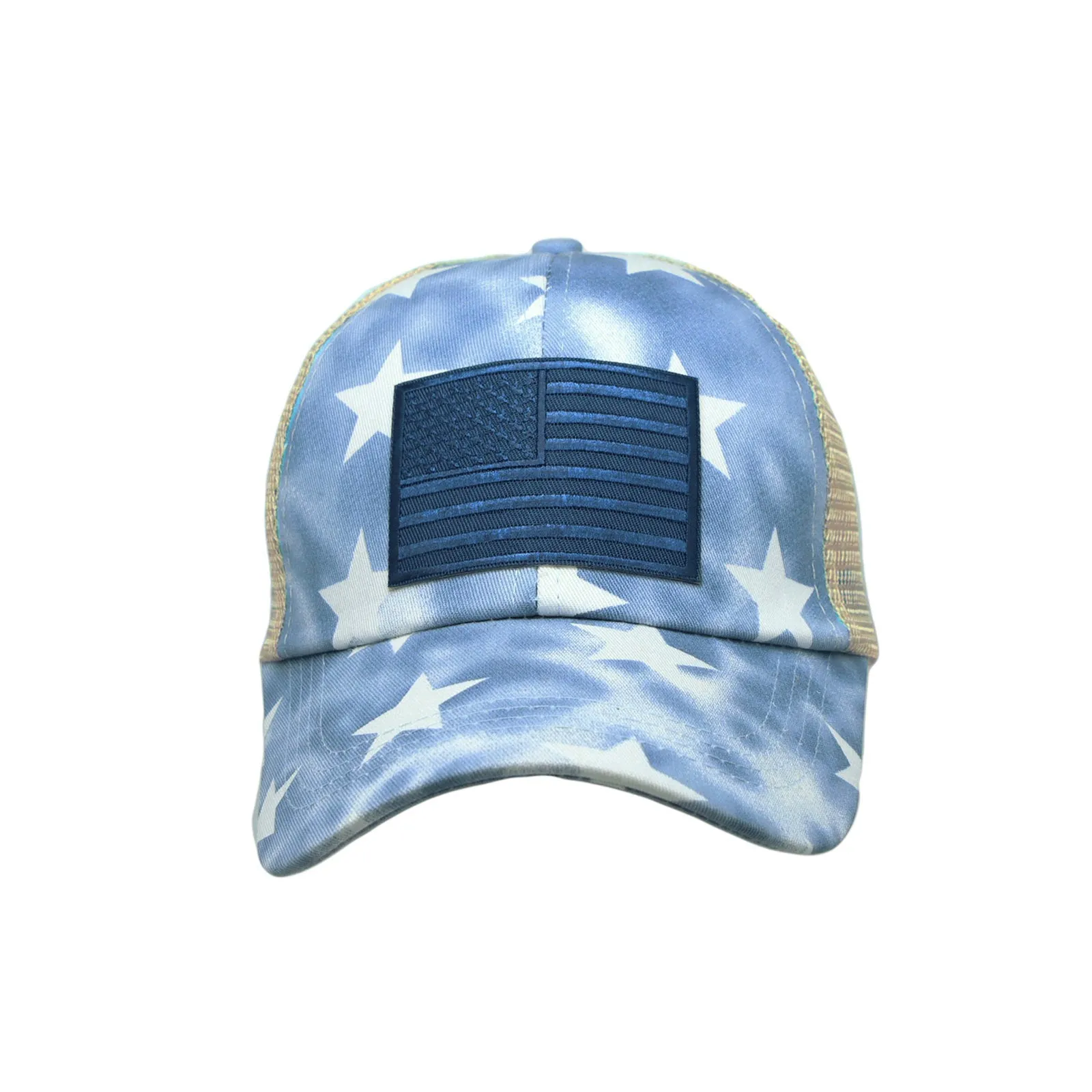 Baseball Cap American Flag Mesh Trucker Ponytail Hat YZM0087