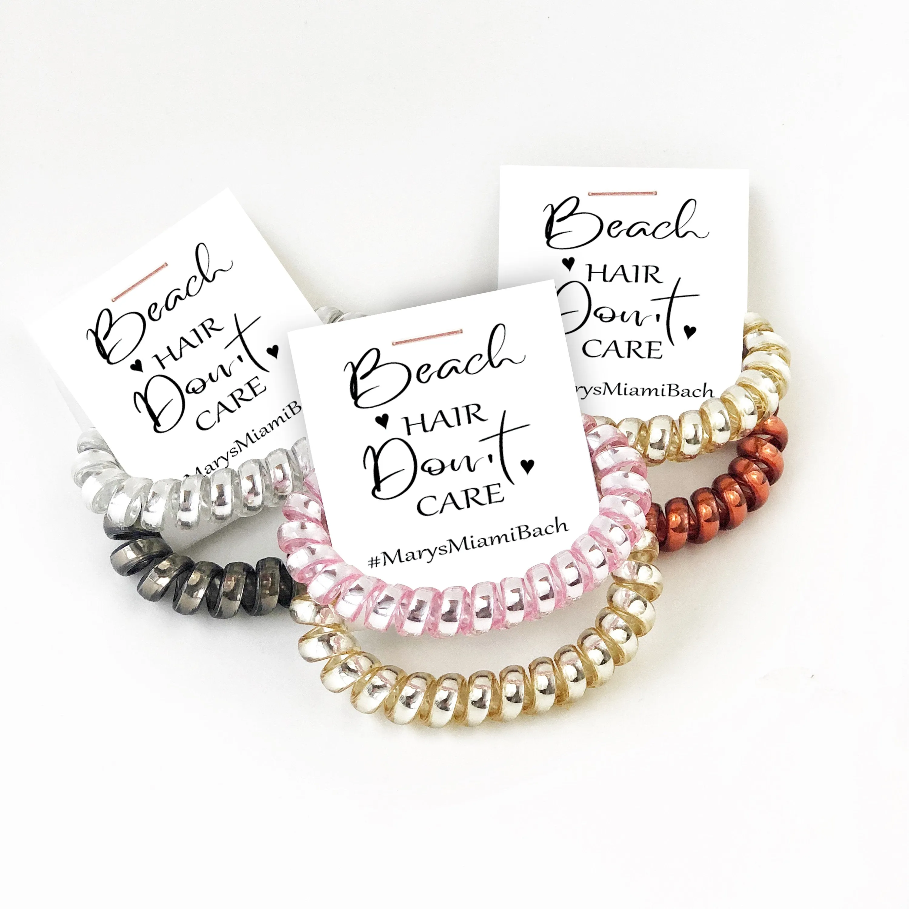 Beach Hair Don't Care Bachelorette Party Favors, Miami Bachelorette, Spiral Hair Ties