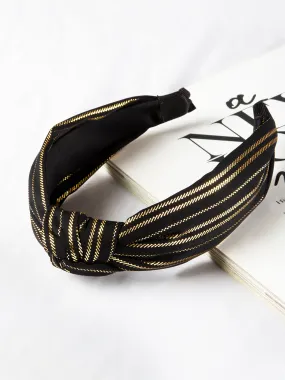 Black Lurex Stripe Knot Hairband