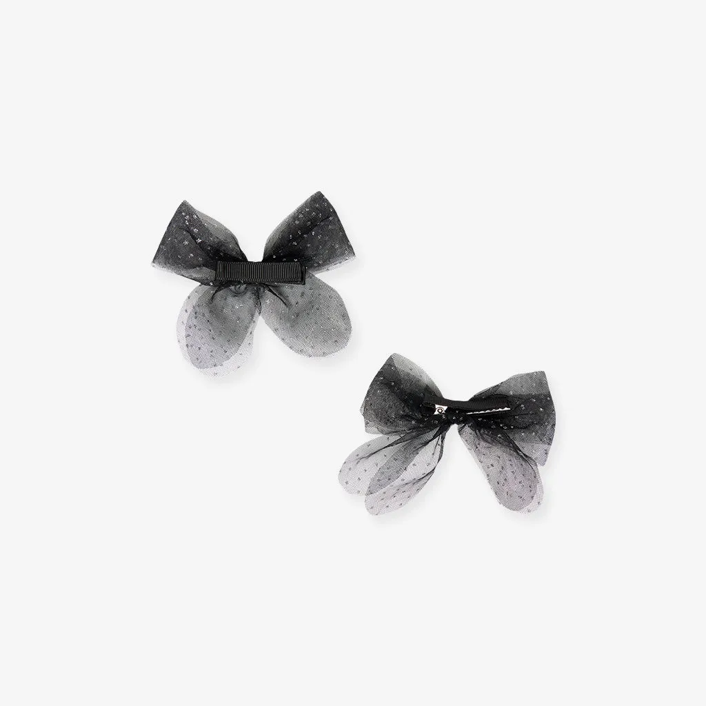 Black Mini Tulle Bow Hair Clips