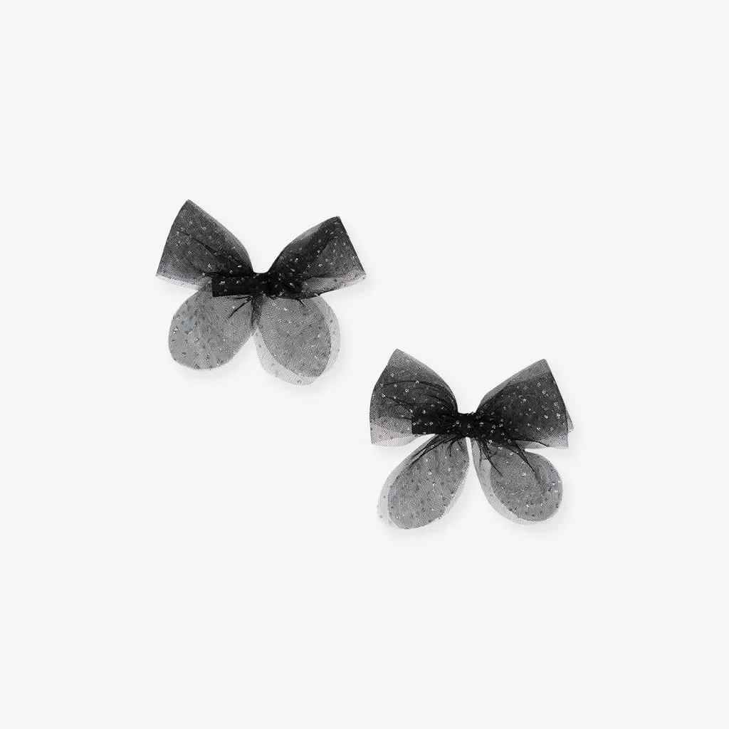 Black Mini Tulle Bow Hair Clips