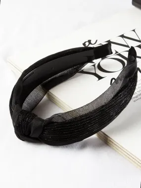 Black Multi Fabric Knot Hairband