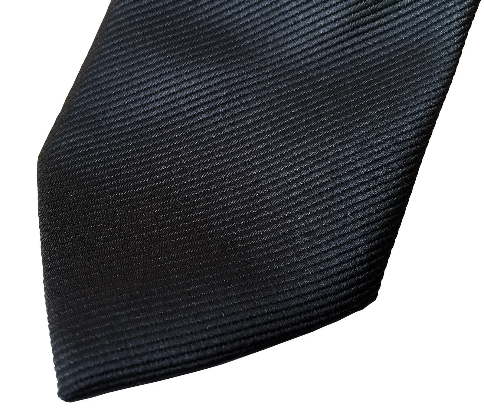 Black Necktie. Solid Color Fine-Stripe Tie, No Print