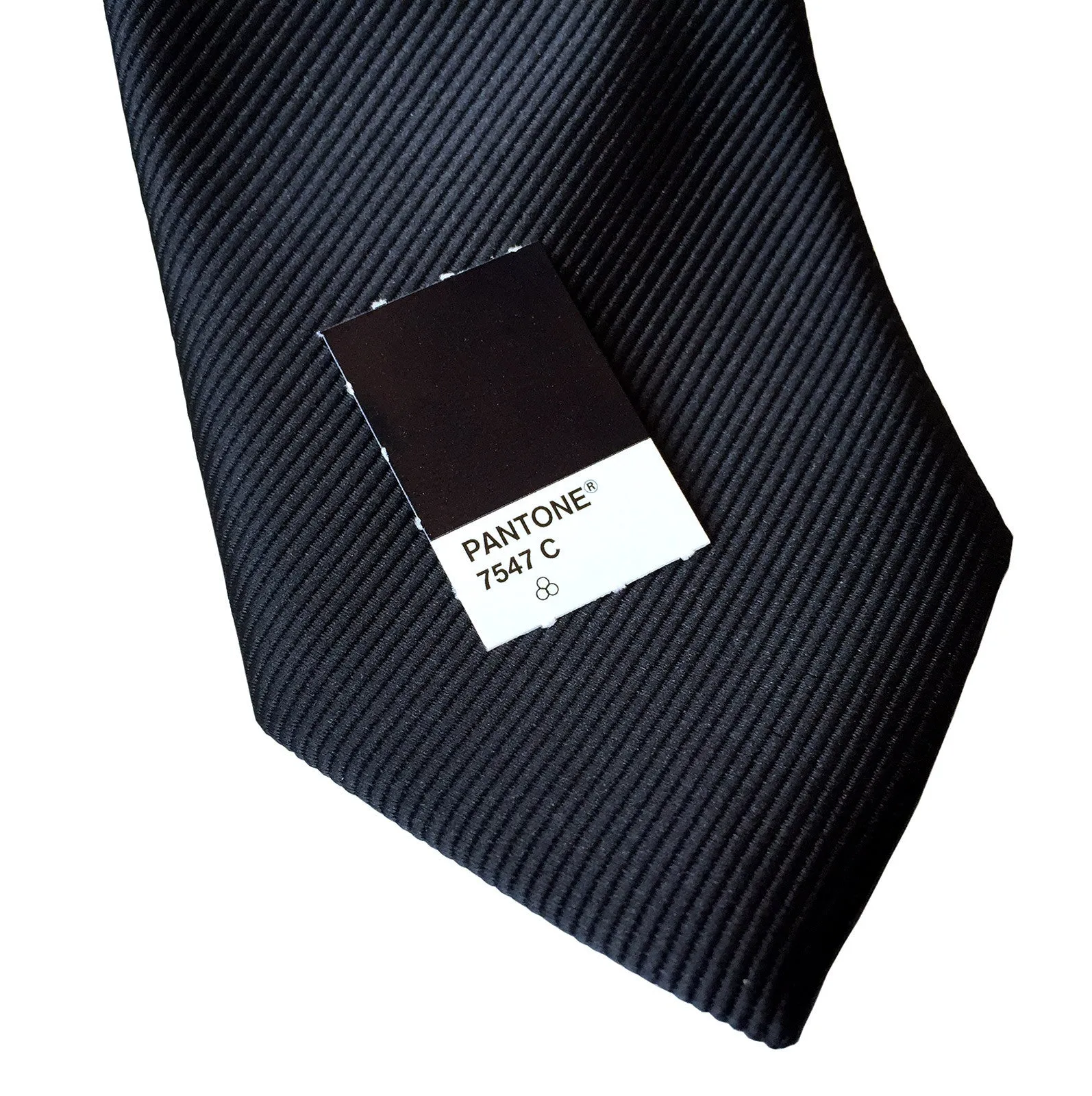 Black Necktie. Solid Color Fine-Stripe Tie, No Print