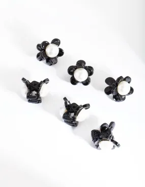 Black Pearl Mini Hair Claw Clips 6-Pack