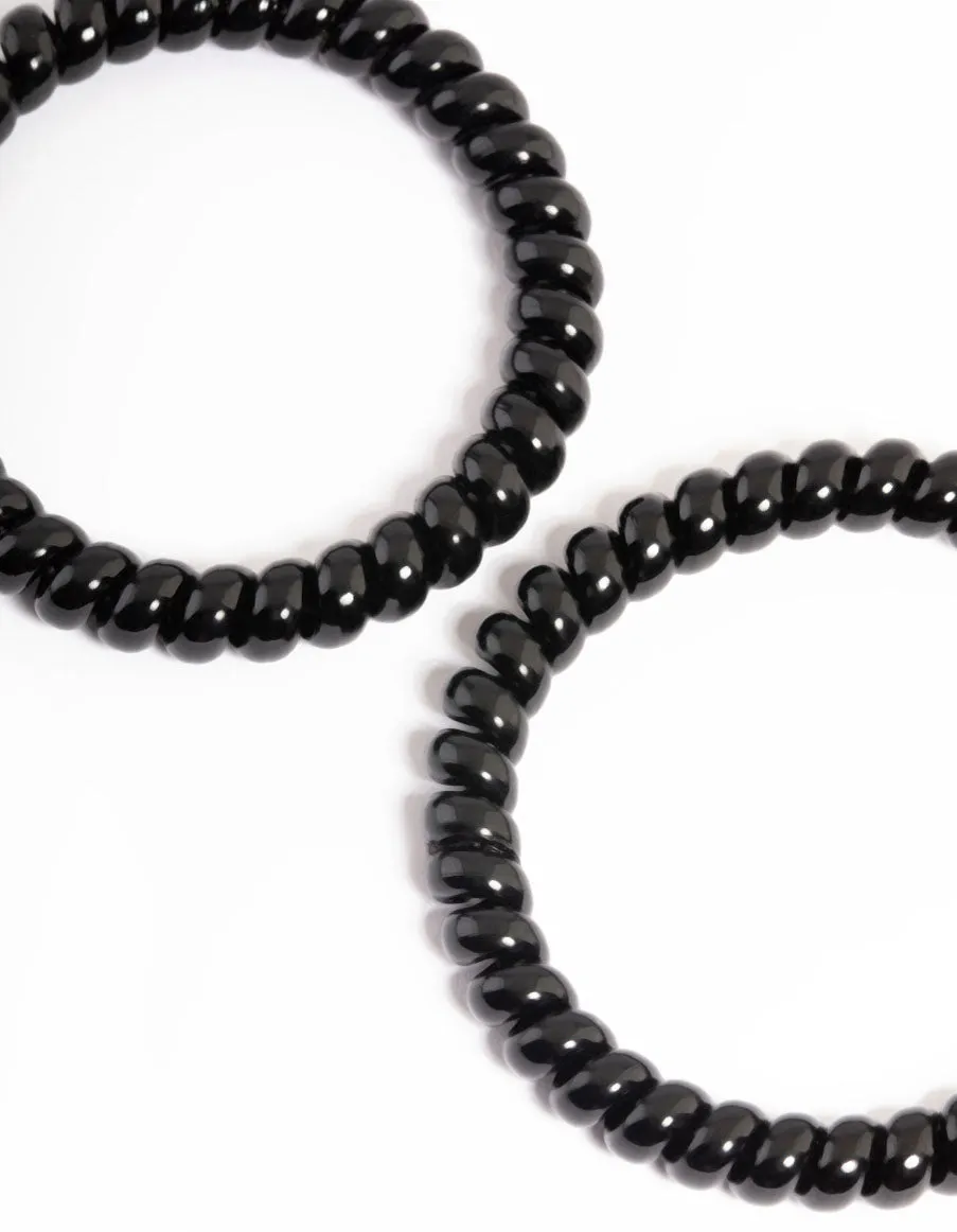 Black Plastic Narrow Hair Spiral Pack