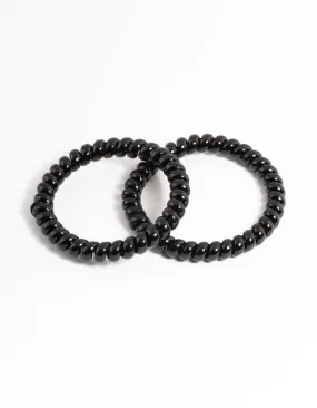 Black Plastic Narrow Hair Spiral Pack