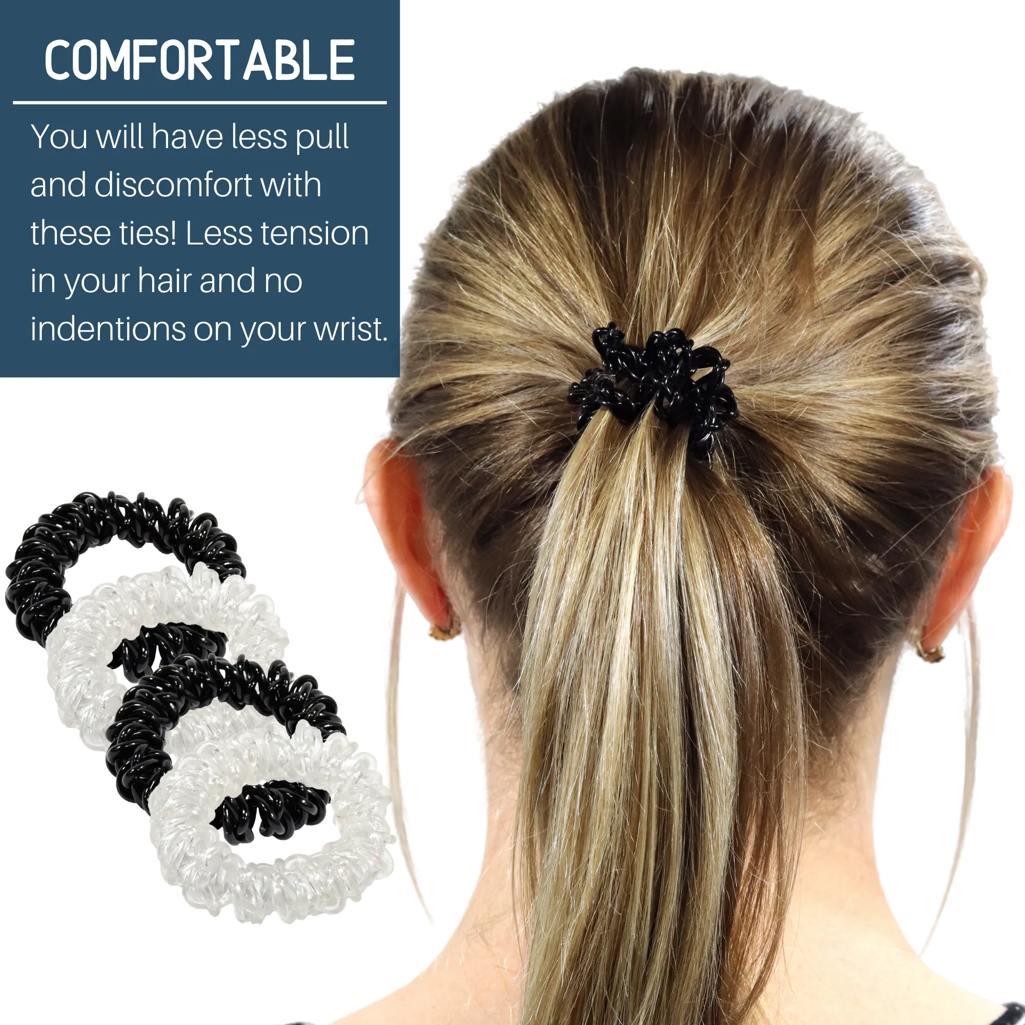 Black Spiral Hair Ties - 6 Pack