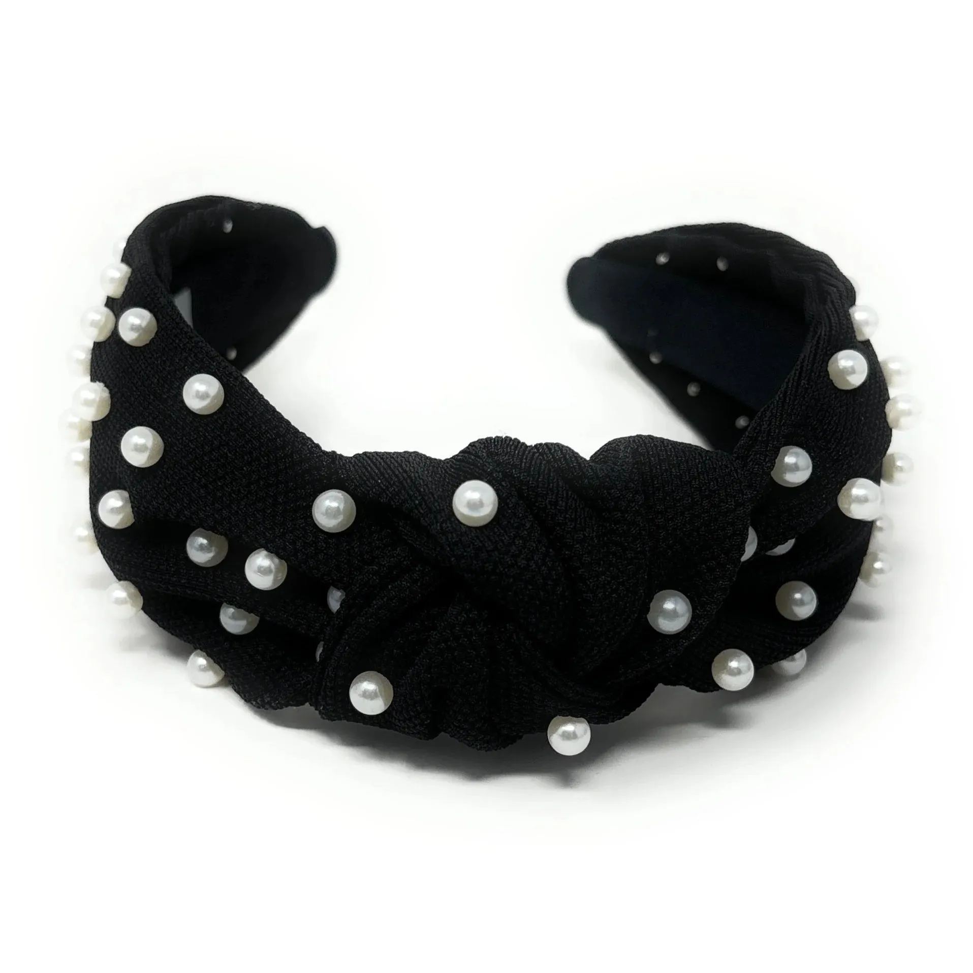 Black White Pearl Knot Headband