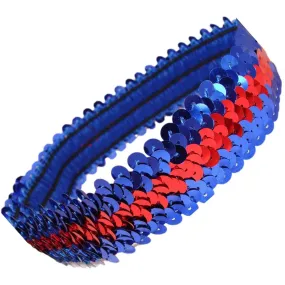 Blue and Red Sequin Headband