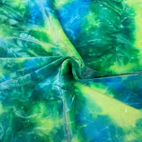 Blue Green Tie Dye Stretch Velvet Fabric