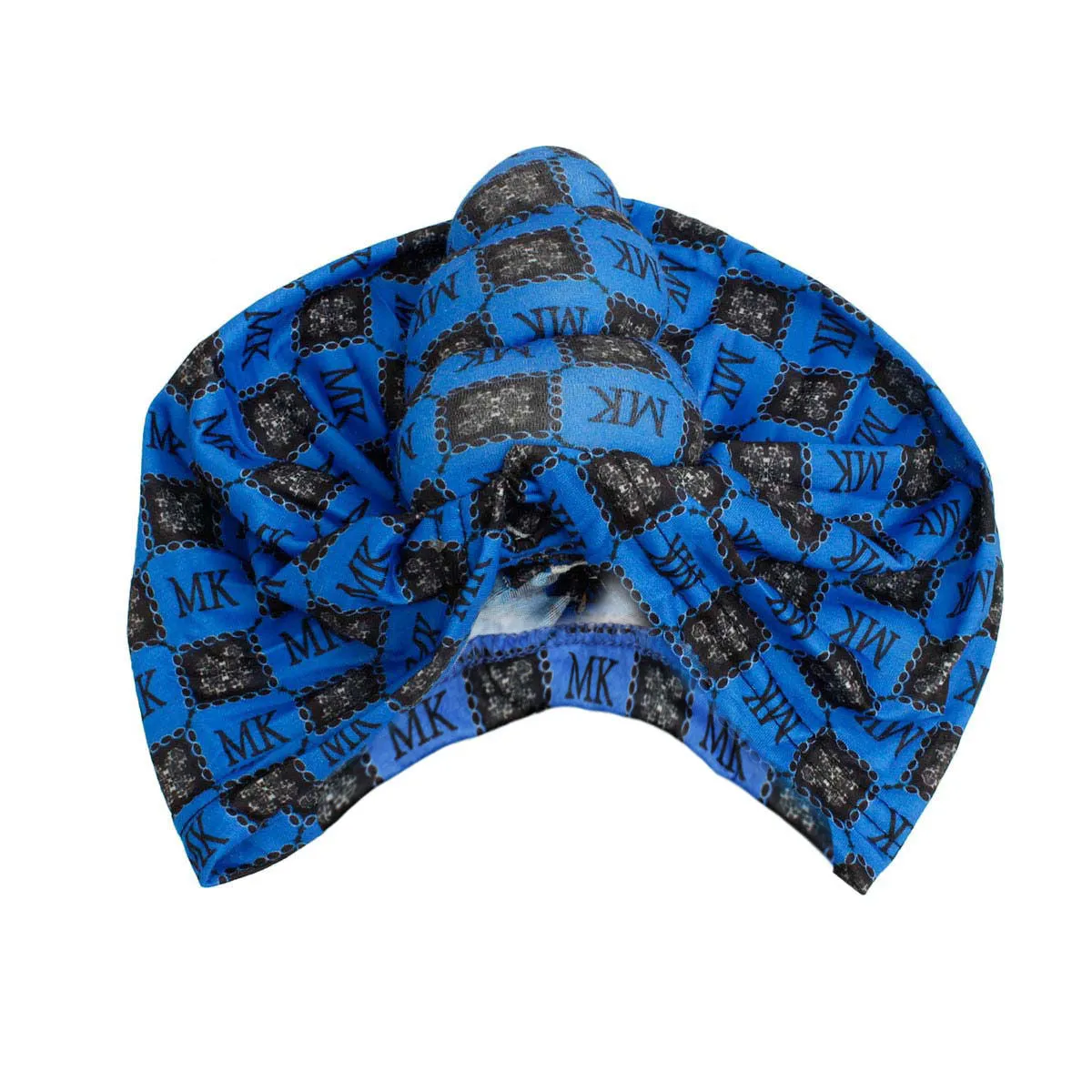 Blue MK Tall Twist Knot Turban