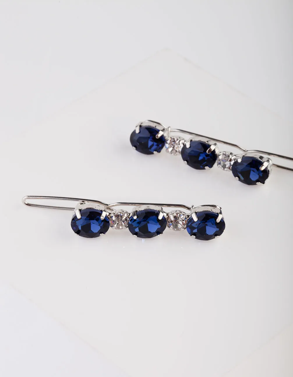 Blue Oval Stone Hair Clip Pack