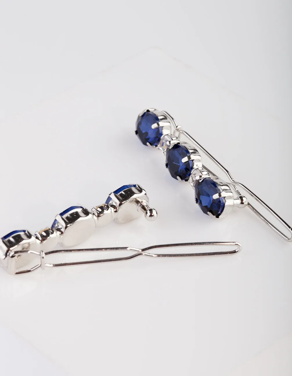 Blue Oval Stone Hair Clip Pack