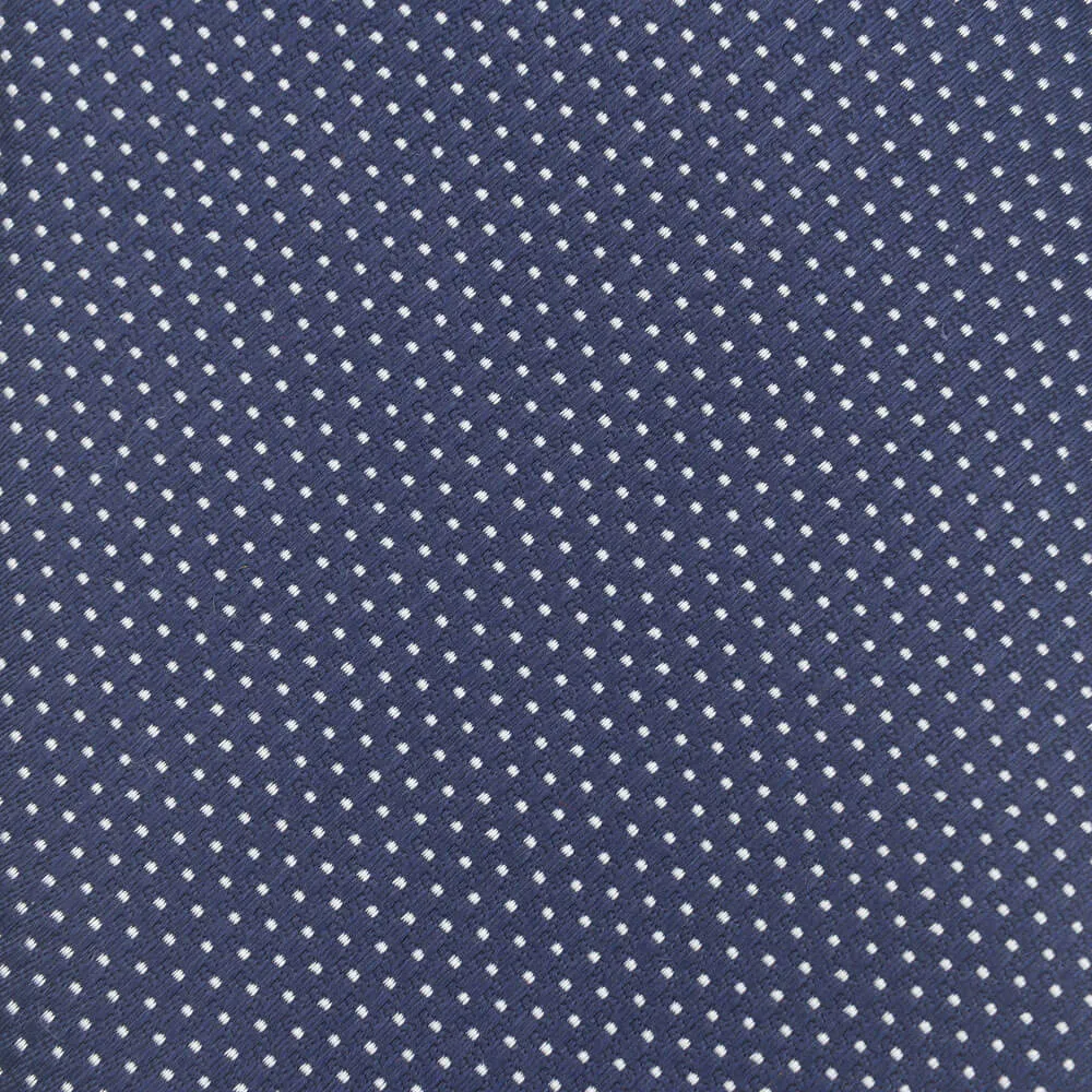 Blue Pin Dot Motif Woven Silk Tie