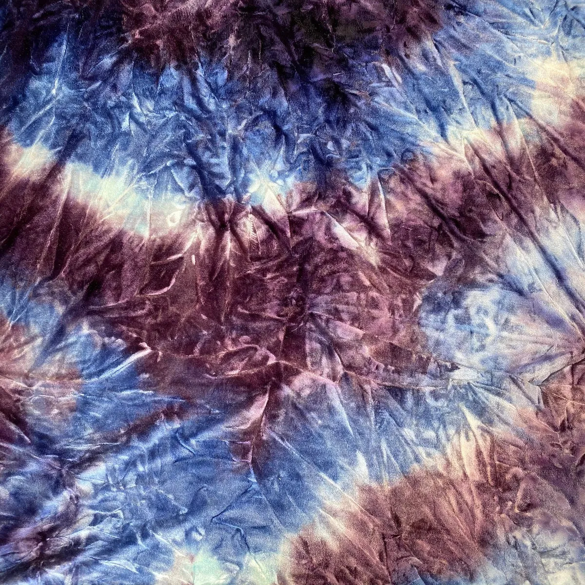 Blue Purple Tie Dye Stretch Velvet Fabric