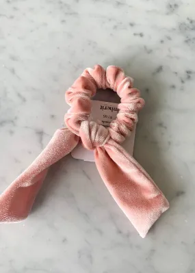 Blush Velvet Bow Scrunchie